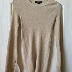 FOREVER 21 Contemporary Label Knit Gold Sweater with Flared Sleeve